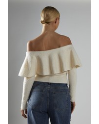 Glamorous - Cream Peplum-Bardot Jumper
