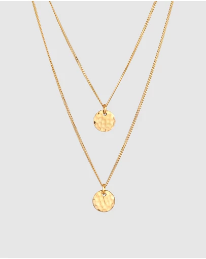 Elli Jewelry - Hammered Platelet Layer Necklace in Gold-Plated 925 Silver
