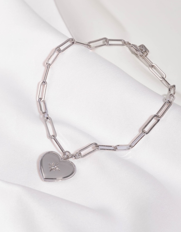 Wanderlust + Co - Heart Silver Locket Bracelet