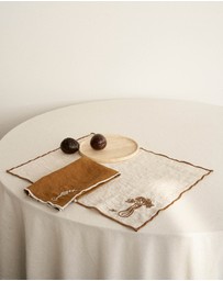 Black Blaze - Embroidered Linen Napkin Set