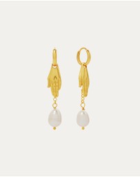 Ottoman Hands - Angelica Hand and Pearl Huggie Earrings