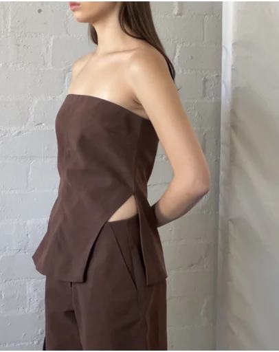 Lover - Vesper Suede Look Strapless Top