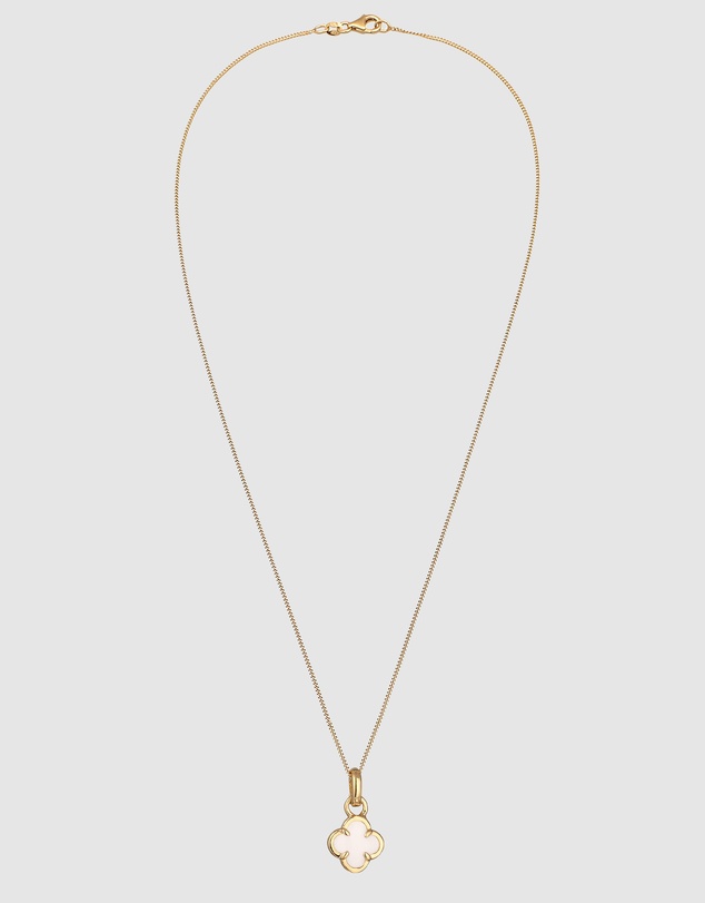 Elli Jewelry - Necklace Cloverleaf Enamel White 925 Sterling Silver Gold Plated