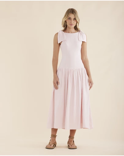 Amelius - Mavie Bow Linen Maxi Dress