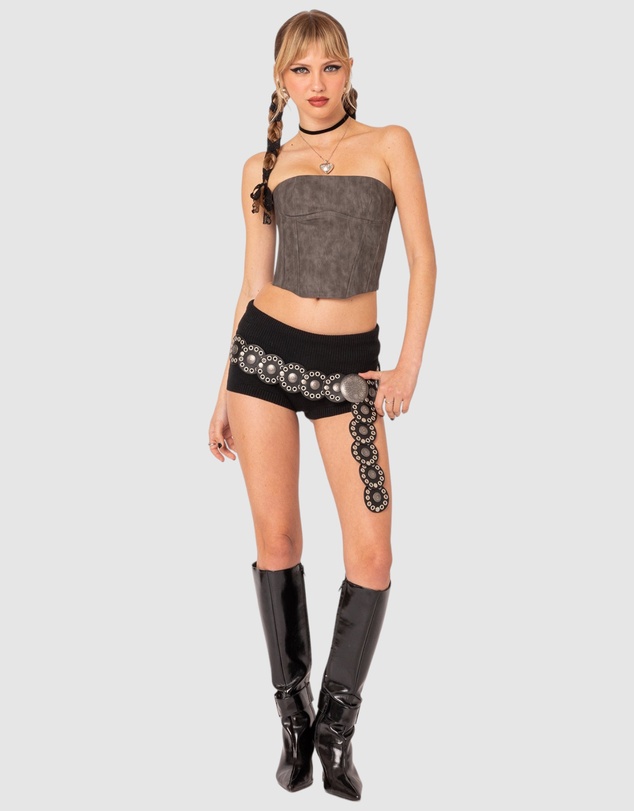EDIKTED - Christa Washed Faux Leather Corset