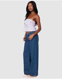 EDIKTED - Augusta Pinstripe Strapless Top