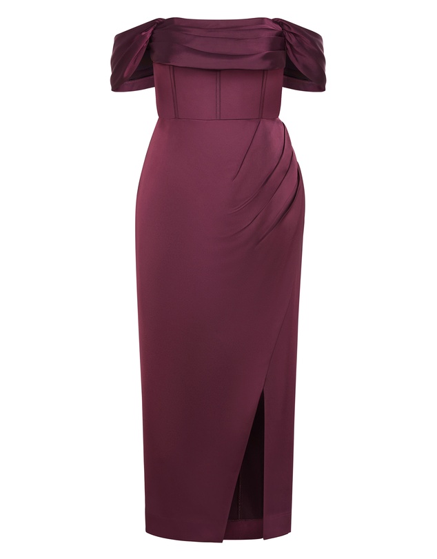 City Chic - Plus size Forbidden Love Maxi Dress - mulberry