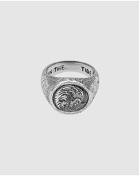Haze & Glory - ICONIC EXCLUSIVE - Ring Men Signet Ring Tide Waves Motif in 925 Sterling Silver