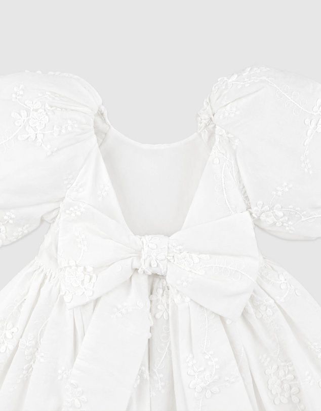 Bebe by Minihaha - Puff Sleeve 3D Floral Emb Dress
