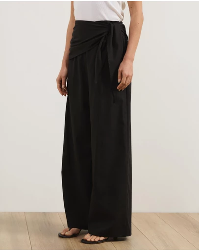Atmos&Here - Sabrina Linen Blend Wrap Belt Pants