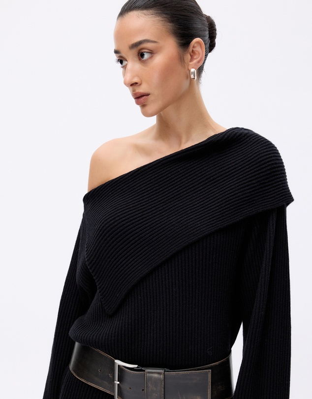Minima Esenciales - Vireo Cotton Cashmere Blend Off Shoulder Knit Top