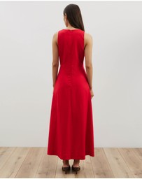 Atmos&Here - Stephanie Linen Blend Wrap Front Midi Dress