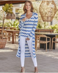 Sosandar - Chevron Print Longline Cardigan