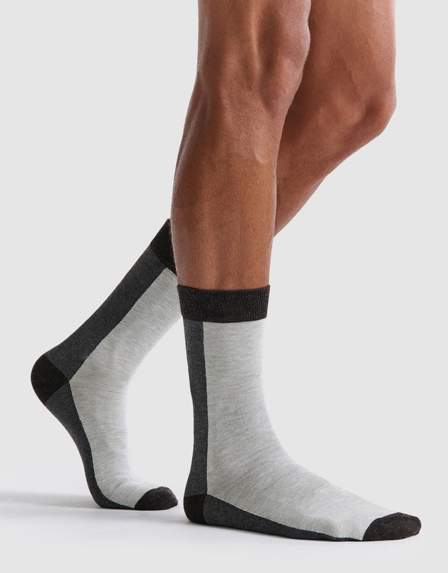 Ambra - Ambra Men's Two-Tone Crew Sock 3 Pair Pack