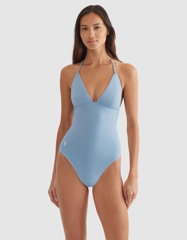 Polo Ralph Lauren - Oxford Padded Cup Halter One-Piece Swimsuit