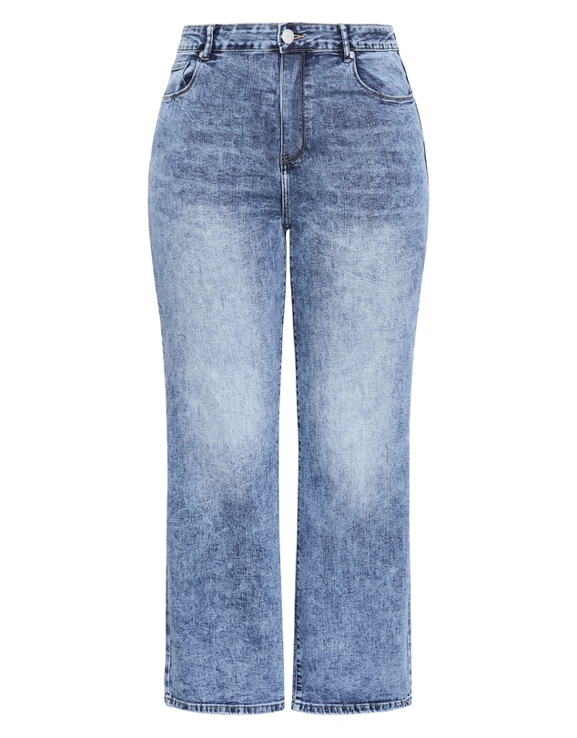 City Chic - Plus size Harley Fit Ivy Straight Leg Short Jean - mid wash