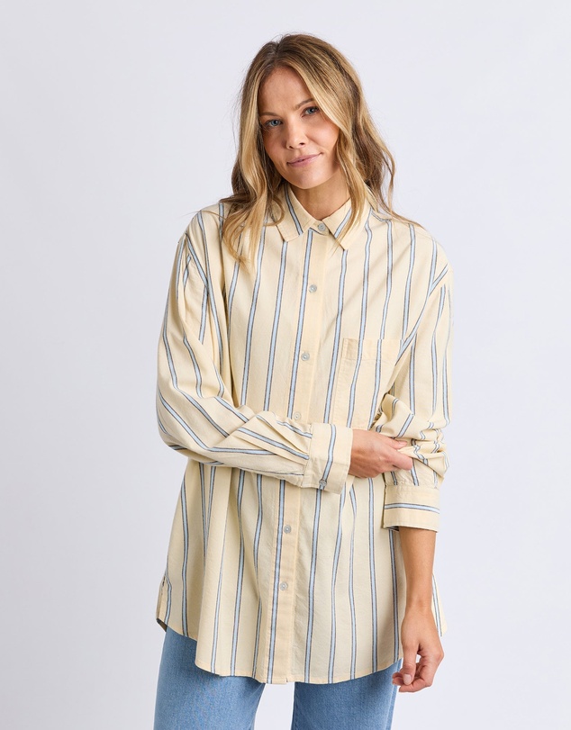 Foxwood - Sadie Shirt Lemon/Blue/Coffee Stripe