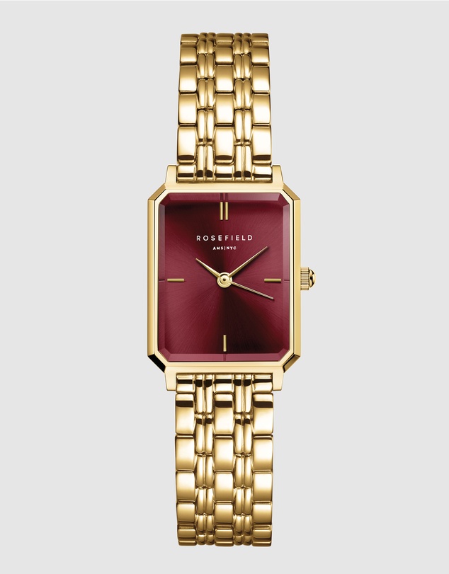 Rosefield - The Octagon XS Burgundy Gold-Tone Bracelet Watch