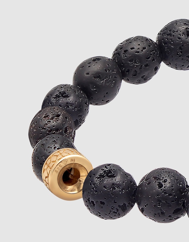 Kuzzoi - ICONIC EXCLUSIVE - Lava Stone Bracelet with Gold-Plated Silver Elements