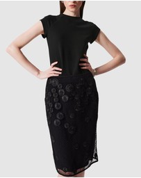 & Other Stories - Floral-Appliqué Mesh Midi Skirt