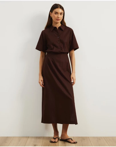 Atmos&Here - Remi Linen Blend Midi Shirt Dress