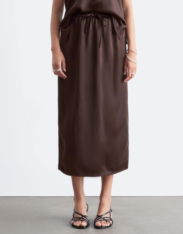 & Other Stories - Drawstring Satin Midi Skirt