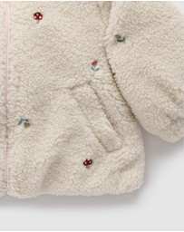 Purebaby - Fluffy Embroidered Jacket -Kids-Babies