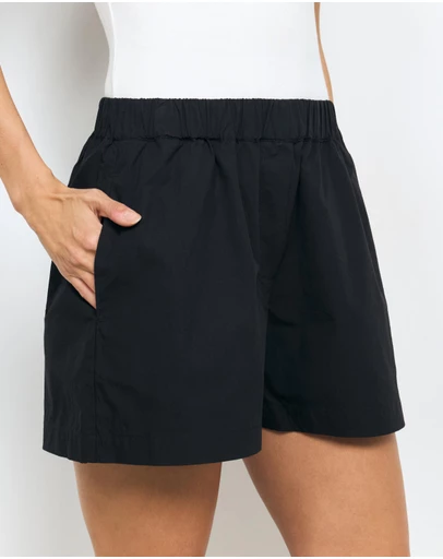 AERE - Sabrina Wide Leg Mid Waisted Shorts