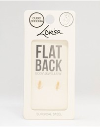 Lovisa - Gold Plated Surgical Steel Cubic Zirconia Bar Flat Backs 2-Pack