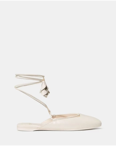Kate Spade - Eloise Floral Smooth Leather Ankle Wrap Mule Flats