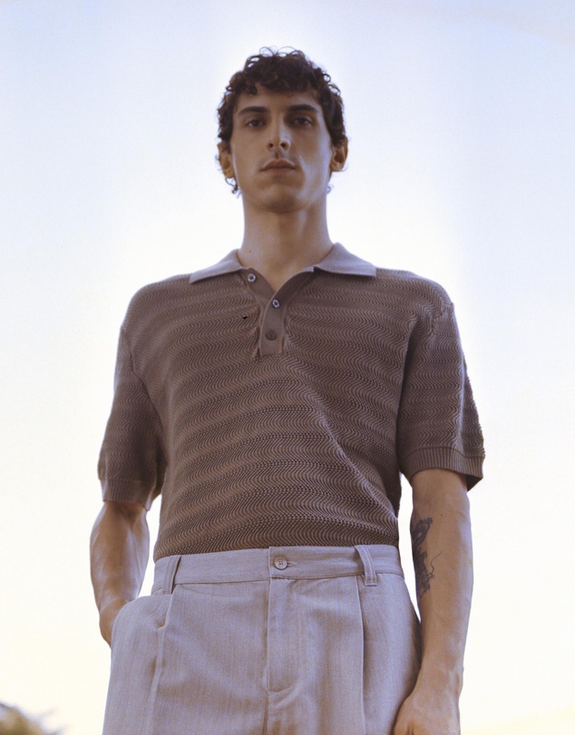 Frescobol Carioca - Vidal Cotton Jacquard Wave SS Buttoned Polo