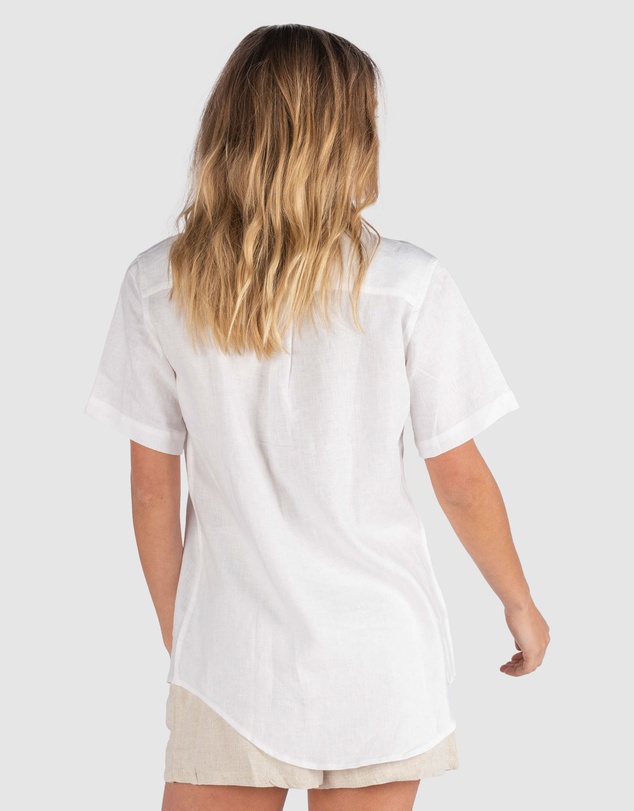 CAMIXA - REVERE Open Collar Short Sleeve Linen shirt