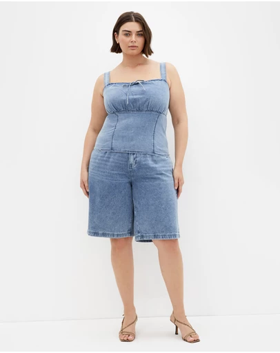 City Chic - Plus size Abbie Denim Top - light wash