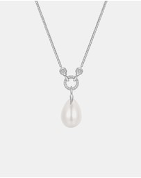 Ania Haie - Silver Linked Shell Pearl Drop Pendant Necklace