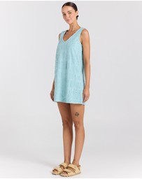 Poolside Paradiso - Mai Tai V Tunic Towelling Dress - Seaspray