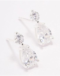 Lovisa - Sterling Silver Round Cubic Zirconia Pear Drop Earrings