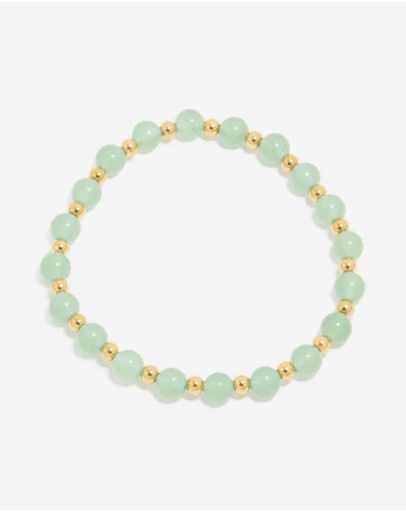 Lovisa - Waterproof Gold Plated Stainless Steel Green Beaded Stretch Bracelet