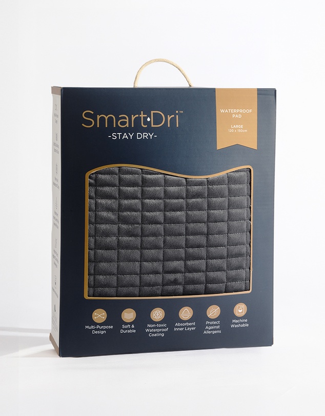 Living Textiles - Smart-Dri Waterproof Mattress Pad - Grey (Large)