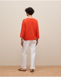 Trenery - Cotton Silk Crew Knit in Fiesta Red