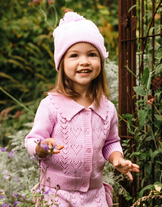 Fleur Harris - Heart Cardigan in Lilac