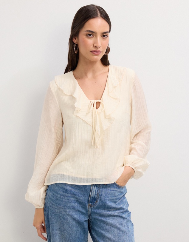 The Fated - Kyla Ruffled Neck Blouse