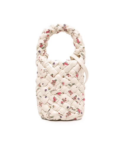 Pre-Loved by Azura Reborn - Pre-Loved Small Floral Printed Leather Intrecciato Kalimero Bucket Bag