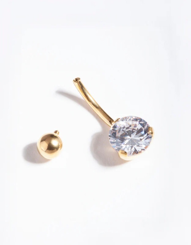 Lovisa - Gold Titanium Classic Diamante Belly Bar
