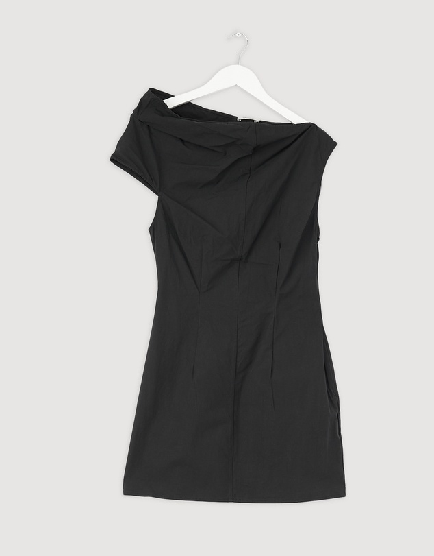 Revibe - Repaired Bassike Crushed Cotton Shoulder Dress - AU 2