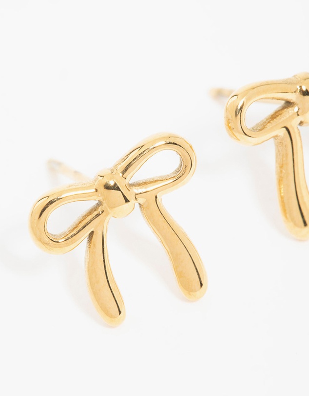 Lovisa - Waterproof Gold Plated Stainless Steel Enamel Bow Stud Earrings