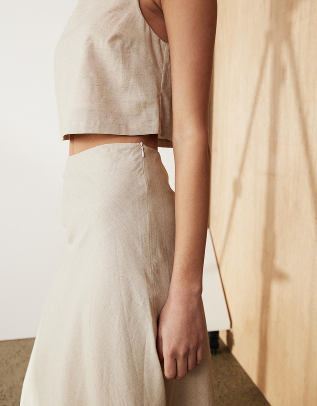 Atmos&Here - Celina Linen Blend Midi Skirt
