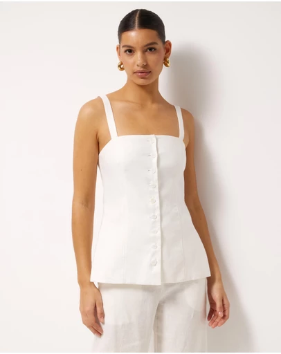 AERE - Gia Button Front Linen Cami