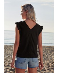 NEXT - Linen Blend Ruffle Sleeve Top