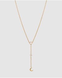 Elli Jewelry - Necklace Women Crescent Moonstone 925 Sterling Silver Gold Plated