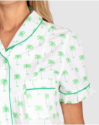 Sant And Abel - Women's Green Palm Tree Short Sleeve Pajama Set